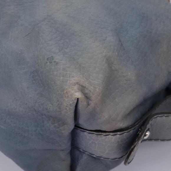 GUCCI Bamboo Tote Bag Leather Blue Silver - Picture 11 of 16